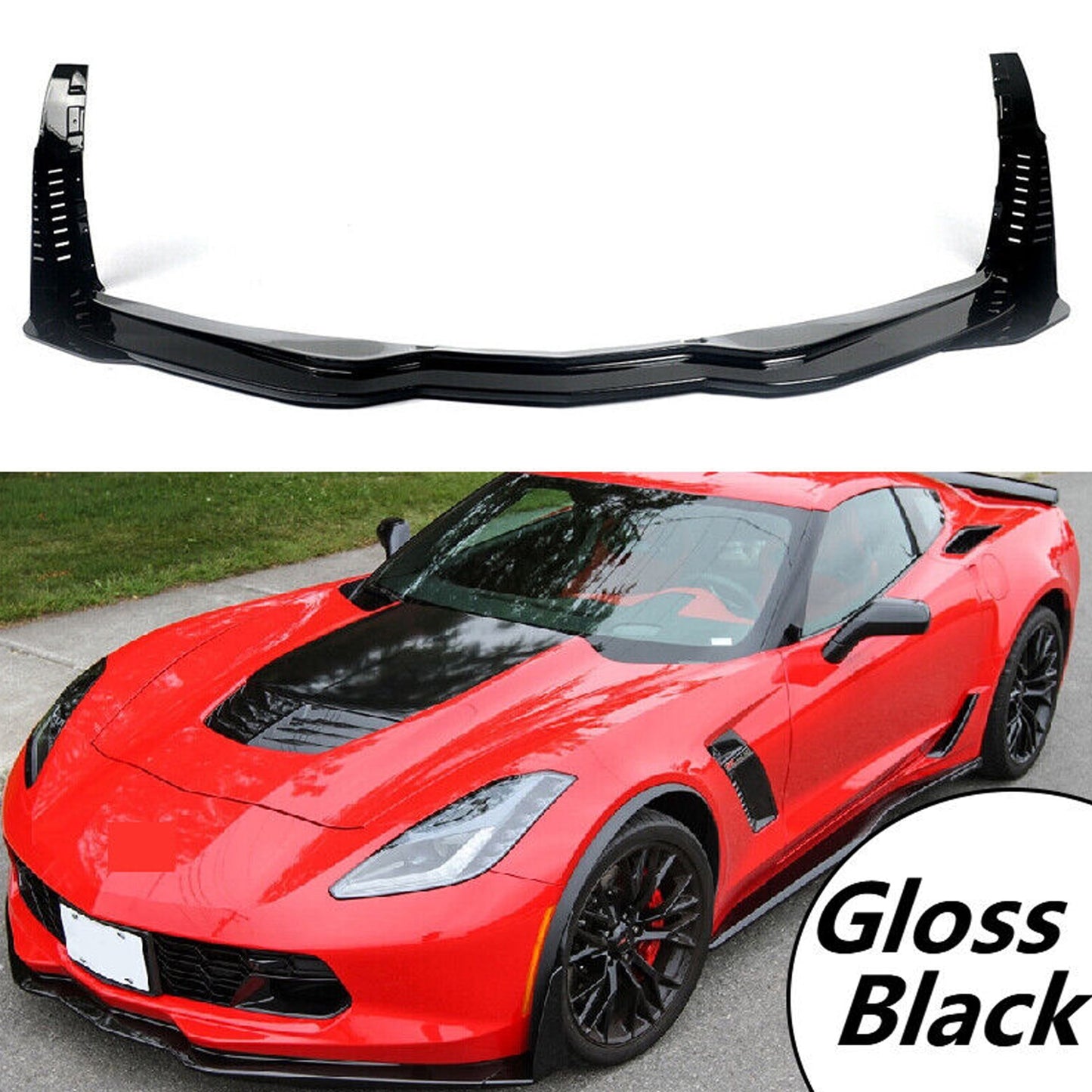 Chevrolet Corvette C7 Front Lip 2020+ - Glossy Black