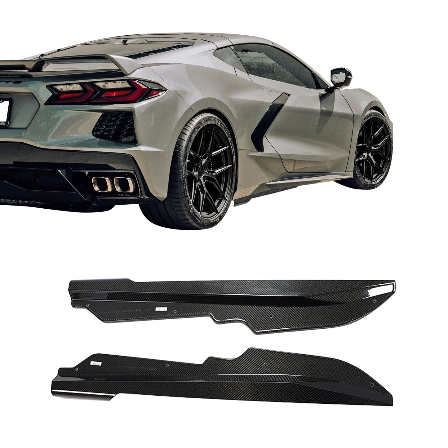 Chevrolet Corvette C8 Side Skirt - Glossy Black