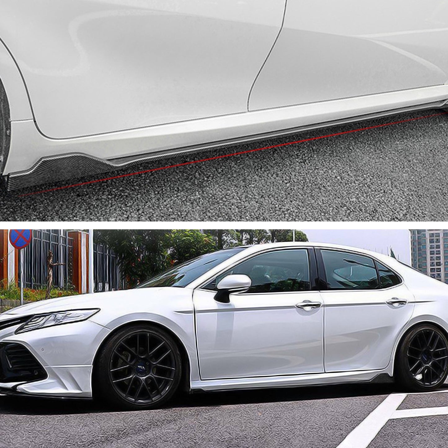 Toyota Camry Side Skirts 2018-2020 - Glossy Black