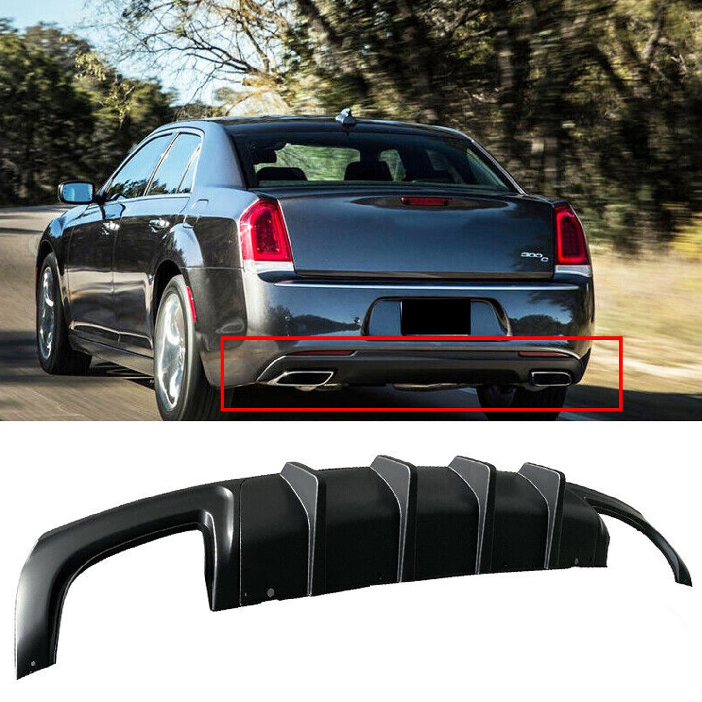 Chrysler 300C SRT Rear Diffuser 2015-2021 - Glossy Black