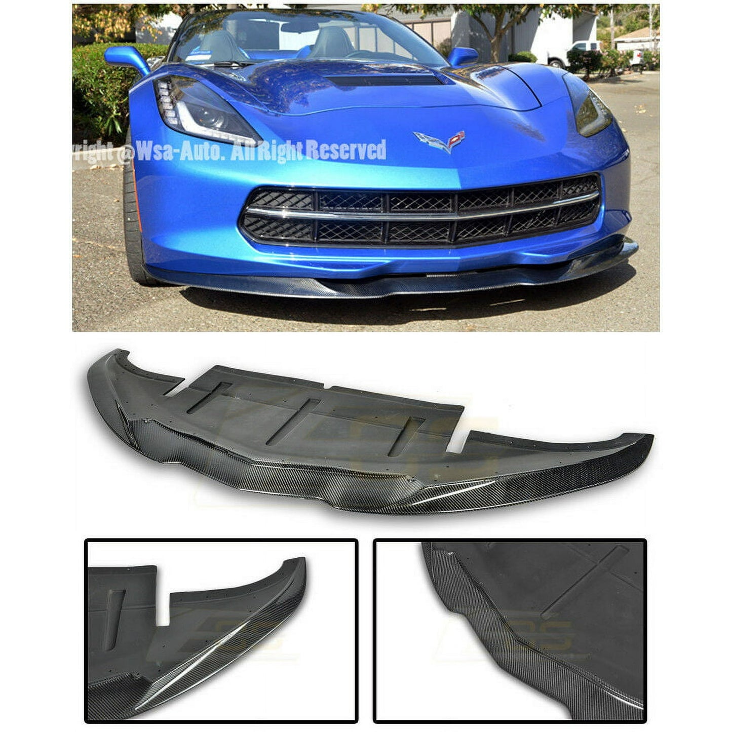 Chevrolet Corvette C7 Front Lip 2014-2019 - Glossy Black