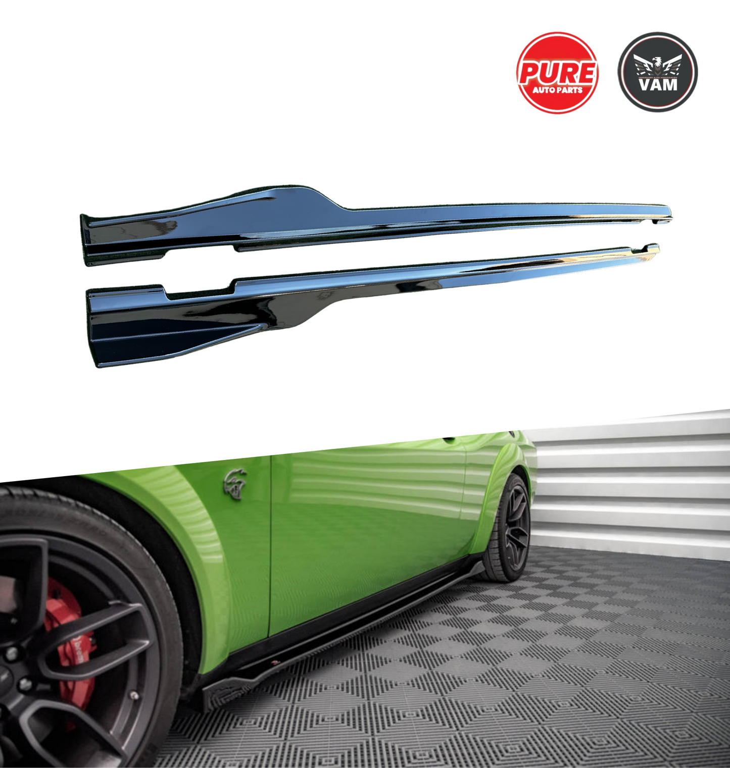 Dodge Challenger Side Skirts 2015-2023 - Glossy Black