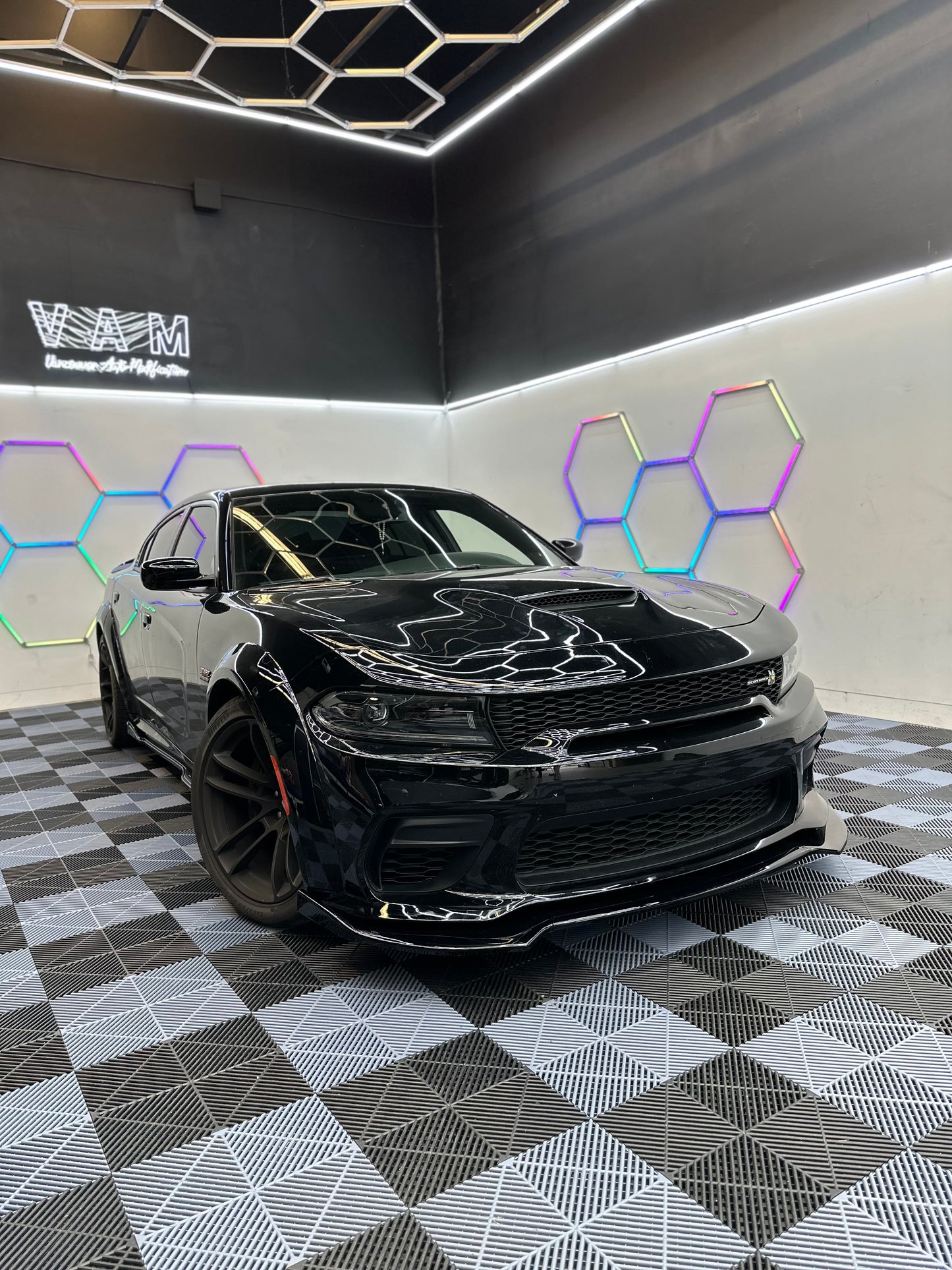 Dodge Charger wide body hellcat Front Lip 2015-2023 - Glossy Black