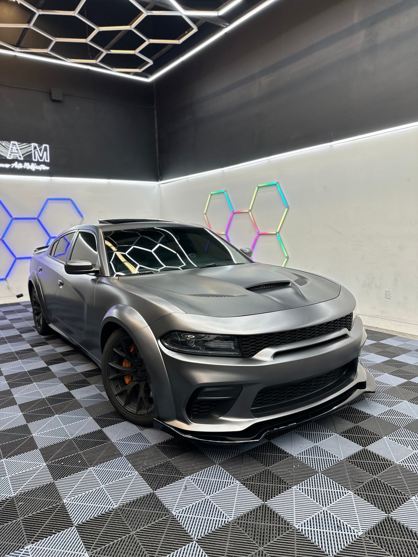 Dodge Charger wide body hellcat Front Lip 2015-2023 - Glossy Black