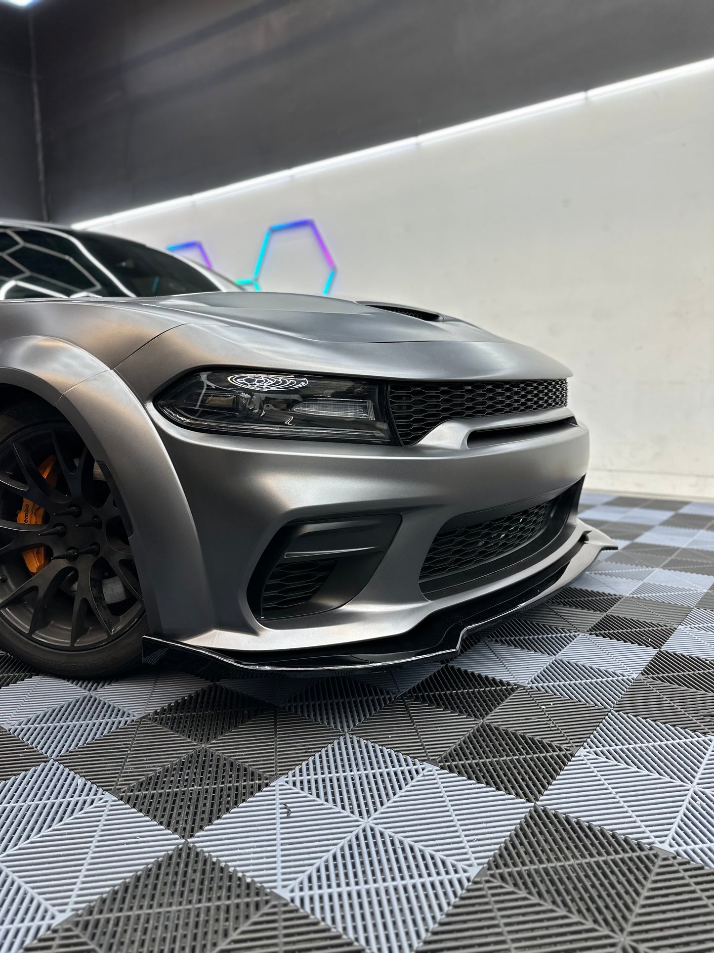 Dodge Charger wide body hellcat Front Lip 2015-2023 - Glossy Black
