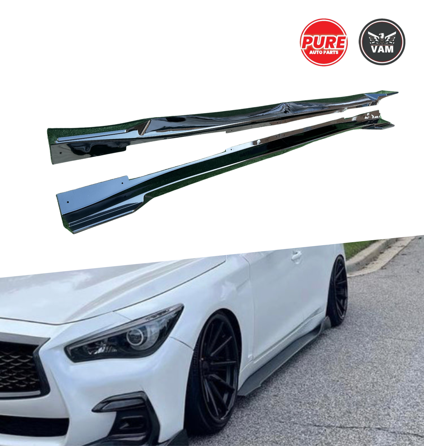 Infiniti Q50 Side Skirts 2014-2019 - Glossy Black