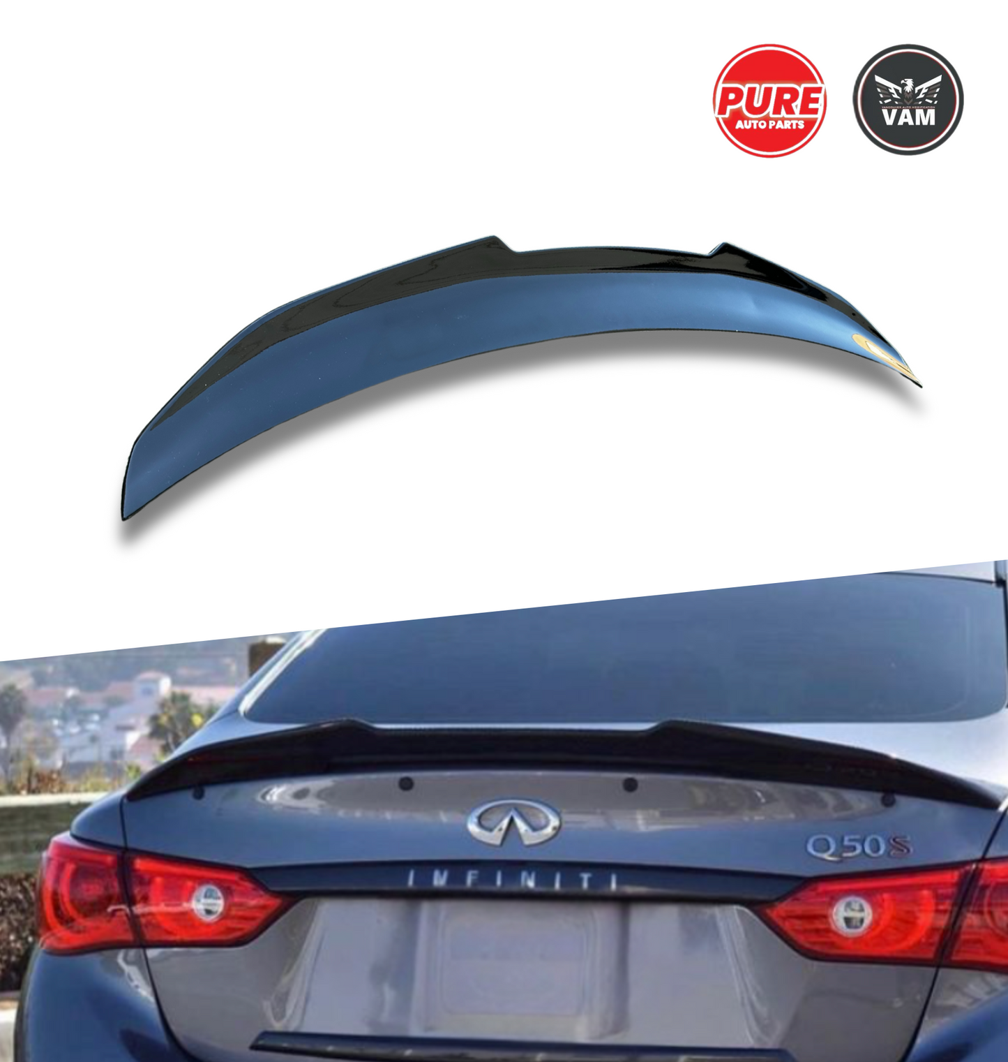 Infiniti Q50 PSM Style Rear Spoiler 2014-2018 - Bright Black